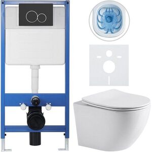 CERANO - Kompletný WC set Profi/Cesso - biela lesklá - WC tlačidlo Duo/Čierna matná - predstenová inštalácia - 49x36 CER-8050BD84209 vyobraziť