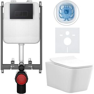 CERANO - Kompletný WC set Basic/Forte - biela lesklá - WC tlačidlo Modulo/Čierna - na zamurovanie - 51x36 CER-8050BD86141 vyobraziť