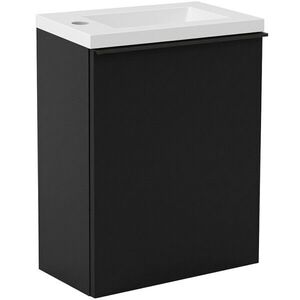 CERANO - Umývadlová skrinka pre WC Zola - čierna matná + umývadlo z lit. mramoru - biela matná - 40x55x23, 5 CER-999986 vyobraziť