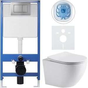 CERANO - Kompletný podomietkový WC set Lite/Cesso - biela lesklá - WC tlačidlo Classic, tmavo šedá - predstenová inštalácia / sadrokartón - 49x36 CER-174027 vyobraziť