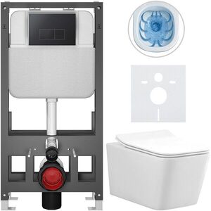 CERANO - Kompletný WC set Basic/Forte - biela lesklá - WC tlačidlo Modulo/Čierna - voľne stojaca - predstenová inštalácia - 51x36 CER-8050BD86142 vyobraziť