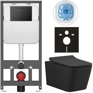 CERANO - Kompletný WC set Basic/Forte - čierna matná - WC tlačidlo Maxio/Čierna - závesné - predstenová inštalácia - 51x36 CER-8050BD86398 vyobraziť