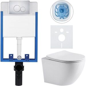 CERANO - Kompletný WC set Profi/Cesso - biela lesklá - WC tlačidlo Duo/Chrom - pre zamurovanie - 49x36 CER-8050BD84210 vyobraziť