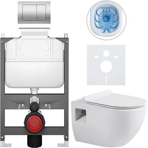CERANO - Kompletný WC set Basic/Dure - biela lesklá - WC tlačidlo Maxio/Strieborná - ovládanie zhora - predstenová inštalácia - 51x35 CER-8050BD85887 vyobraziť