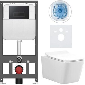 CERANO - Kompletný WC set Basic/Forte - biela lesklá - WC tlačidlo Modulo/Čierna - závesné - predstenová inštalácia - 51x36 CER-8050BD86143 vyobraziť