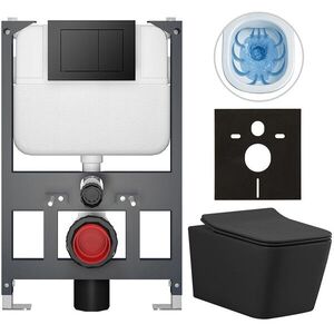 CERANO - Kompletný WC set Basic/Forte - čierna matná - WC tlačidlo Maxio/Čierna - závesné - nízky modul - predstenová inštalácia - 51x36 CER-8050BD86399 vyobraziť