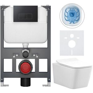 CERANO - Kompletný WC set Basic/Forte - biela lesklá - WC tlačidlo Modulo/Čierna - závesné - nízky modul - predstenová inštalácia - 51x36 CER-8050BD86144 vyobraziť