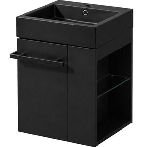 CERANO - Kúpeľňová skrinka Esme - čierna matná + umývadlo z lit. mramoru - čierna matná - 45x62, 5x45 CER-999990 vyobraziť