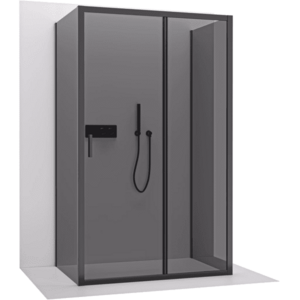 CERANO - Trojstenný sprchovací kút Varone LINE UL/P - 6 mm - čierna matná, grafitové sklo - 110x70x195 - posuvný CER-8050BD7831 vyobraziť