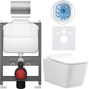 CERANO - Kompletný WC set Basic/Forte - biela lesklá - WC tlačidlo Modulo/Strieborná - ovládanie zhora - predstenová inštalácia - 51x36 CER-8050BD86145 vyobraziť