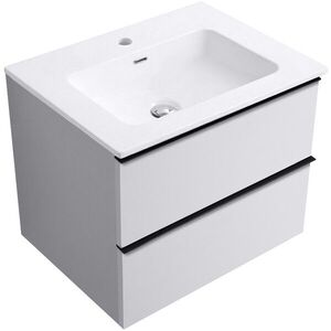 CERANO - Kúpeľňová skrinka Velora - biela matná, úchytka čierna + keramické umývadlo Novo - biela lesklá - 71x54, 5x46, 5 CER-979875 vyobraziť