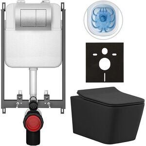 CERANO - Kompletný WC set Basic/Forte - čierna matná - WC tlačidlo Maxio/Strieborná - na zamurovanie - 51x36 CER-8050BD86401 vyobraziť
