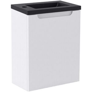 CERANO - Umývadlová skrinka pre WC Sora - biela matná + umývadlo z lit. mramoru - čierna matná - 40x57, 5x22 CER-999992 vyobraziť