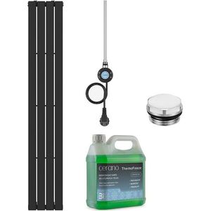 CERANO - Kúpeľňový elektrický radiátorový set Arlen - WIFI - 600W - čierna matná - 1800x300 mm CER-435972 vyobraziť