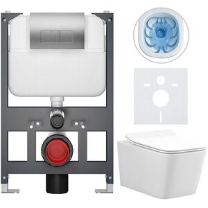 CERANO - Kompletný WC set Basic/Forte - biela lesklá - WC tlačidlo Modulo/Strieborná - závesné - nízky modul - predstenová inštalácia - 51x36 CER-8050BD86149 vyobraziť