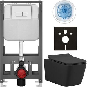 CERANO - Kompletný WC set Basic/Forte - čierna matná - WC tlačidlo Modulo/Biela - voľne stojaca - predstenová inštalácia - 51x36 CER-8050BD86407 vyobraziť