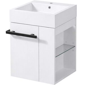 CERANO - Kúpeľňová skrinka Esme - biela matná + umývadlo z lit. mramoru - biela lesklá - 45x62, 5x45 CER-999998 vyobraziť