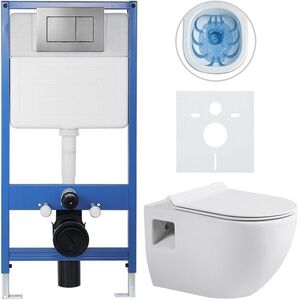 CERANO - Kompletný podomietkový WC set Lite/Dure - biela lesklá - WC tlačidlo Classic, tmavo šedá - predstenová inštalácia / sadrokartón - 51x35 CER-707235 vyobraziť