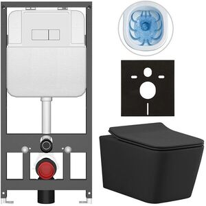 CERANO - Kompletný WC set Basic/Forte - čierna matná - WC tlačidlo Modulo/Biela - závesné - predstenová inštalácia - 51x36 CER-8050BD86408 vyobraziť