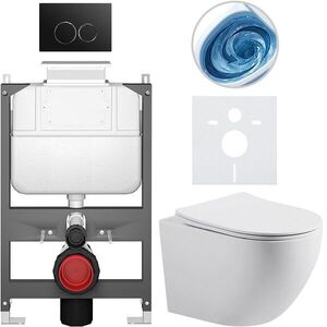 CERANO - Kompletný WC set Basic/Cesso - biela matná - WC tlačidlo Dualo/Čierna - ovládanie zhora - predstenová inštalácia - 49x36 CER-8050BD86155 vyobraziť