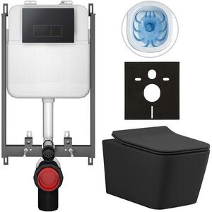 CERANO - Kompletný WC set Basic/Forte - čierna matná - WC tlačidlo Modulo/Čierna - na zamurovanie - 51x36 CER-8050BD86411 vyobraziť