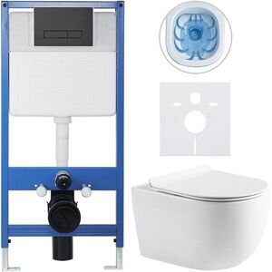 CERANO - Kompletný podomietkový WC set Profi/Felci - biela lesklá - WC tlačidlo Slim, čierne matné - predstenová inštalácia/sadrokartón - 52, 5x36 CER-8050BD56 vyobraziť