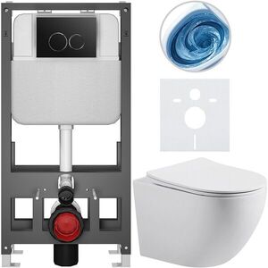 CERANO - Kompletný WC set Basic/Cesso - biela matná - WC tlačidlo Dualo/Čierna - voľne stojaca - predstenová inštalácia - 49x36 CER-8050BD86157 vyobraziť