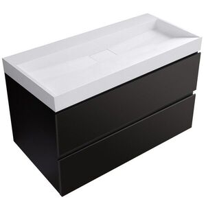 CERANO - Kúpeľňová skrinka Carole - čierna matná + umývadlo z lit. mramoru Vita - biela matná - 100x58x46 CER-669079 vyobraziť