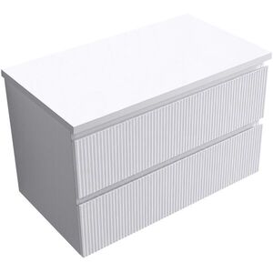 CERANO - Kúpeľňová skrinka Carole + doska pod umývadlo Navira Pro - 36 mm - biela matná ryhovaná - 100x51, 6x46 CER-186336 vyobraziť