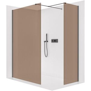 CERANO - Sprchová zástena Walk-in Onyx TL/P - 8 mm - hranatá vzpera - čierna matná, bronzové sklo - 120x80x200 CER-686803 vyobraziť