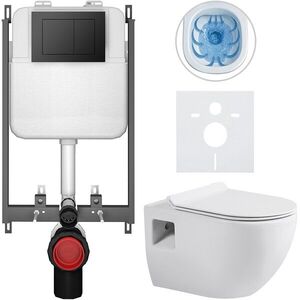 CERANO - Kompletný WC set Basic/Dure - biela lesklá - WC tlačidlo Maxio/Čierna - na zamurovanie - 51x35 CER-8050BD85902 vyobraziť