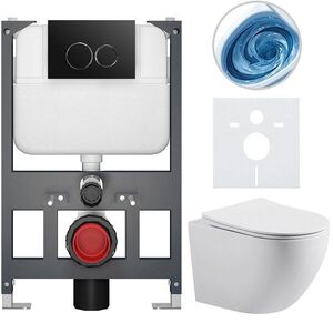 CERANO - Kompletný WC set Basic/Cesso - biela matná - WC tlačidlo Dualo/Čierna - závesné - nízky modul - predstenová inštalácia - 49x36 CER-8050BD86159 vyobraziť