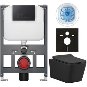 CERANO - Kompletný WC set Basic/Forte - čierna matná - WC tlačidlo Modulo/Čierna - závesné - nízky modul - predstenová inštalácia - 51x36 CER-8050BD86414 vyobraziť
