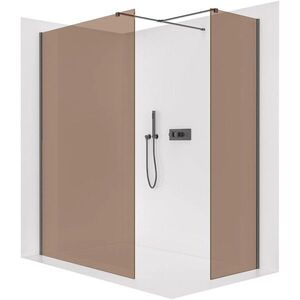 CERANO - Sprchová zástena Walk-in Onyx TL/P - 8 mm - hranatá vzpera - čierna matná, bronzové sklo - 130x110x200 CER-686812 vyobraziť