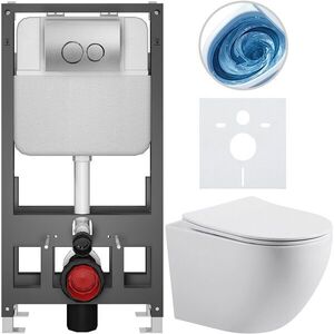 CERANO - Kompletný WC set Basic/Cesso - biela matná - WC tlačidlo Dualo/Strieborná - voľne stojaca - predstenová inštalácia - 49x36 CER-8050BD86162 vyobraziť
