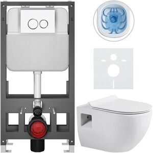 CERANO - Kompletný WC set Basic/Dure - biela lesklá - WC tlačidlo Dualo/Biela - voľne stojaca - predstenová inštalácia - 51x35 CER-8050BD85907 vyobraziť