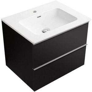 CERANO - Kúpeľňová skrinka Velora - čierna matná, úchytka chróm + keramické umývadlo Novo - biela lesklá - 61x54, 5x46, 5 CER-979894 vyobraziť