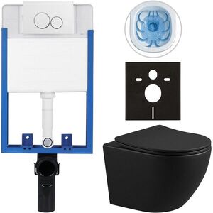 CERANO - Kompletný WC set Profi/Cesso - čierna matná - WC tlačidlo Duo/Biela - na zamurovanie - 49x36 CER-8050BD84230 vyobraziť