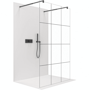 CERANO - Sprchová zástena Walk-in Onyx Duo Ľ/P - 8 mm - okrúhla vzpera - čierna matná, industriálne sklo - 90x200 CER-8050BD2156 vyobraziť