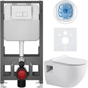CERANO - Kompletný WC set Basic/Dure - biela lesklá - WC tlačidlo Modulo/Biela - voľne stojaca - predstenová inštalácia - 51x35 CER-8050BD85909 vyobraziť
