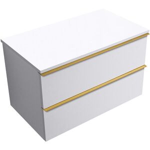 CERANO - Kúpeľňová skrinka Velora - biela matná, úchytka zlatá + doska pod umývadlo Navira Slim - 18 mm - 80x54, 8x46, 5 CER-664753 vyobraziť