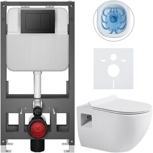 CERANO - Kompletný WC set Basic/Dure - biela lesklá - WC tlačidlo Maxio/Čierna - voľne stojaca - predstenová inštalácia - 51x35 CER-8050BD85911 vyobraziť