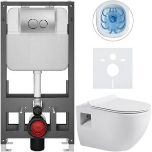 CERANO - Kompletný WC set Basic/Dure - biela lesklá - WC tlačidlo Dualo/Strieborná - voľne stojaca - predstenová inštalácia - 51x35 CER-8050BD85913 vyobraziť