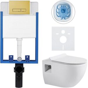 CERANO - Kompletný podomietkový WC set Lite/Dure - biela lesklá - WC tlačidlo Slim, zlatá - na zamurovanie - 51x35 CER-735157 vyobraziť