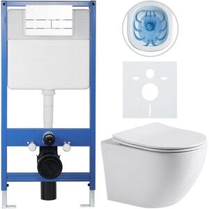 CERANO - Kompletný WC set Profi/Cesso - biela lesklá - WC tlačidlo Line/Biela - predstenová inštalácia - 49x36 CER-8050BD84239 vyobraziť