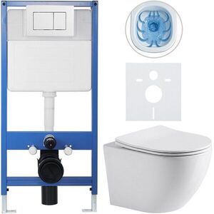 CERANO - Kompletný podomietkový WC set Lite/Cesso - biela lesklá - WC tlačidlo Classic, biele - predstenová inštalácia/sadrokartón - 49x36 CER-481720 vyobraziť