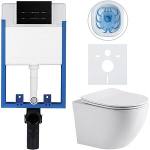 CERANO - Kompletný WC set Profi/Cesso - biela lesklá - WC tlačidlo Line/Čierna lesklá - na zamurovanie - 49x36 CER-8050BD84240 vyobraziť