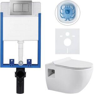 CERANO - Kompletný podomietkový WC set Lite/Dure - biela lesklá - WC tlačidlo Classic, tmavo šedá - na zamurovanie - 51x35 CER-583355 vyobraziť