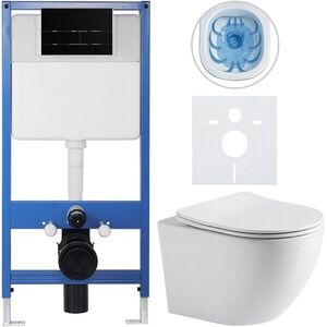 CERANO - Kompletný WC set Profi/Cesso - biela lesklá - WC tlačidlo Line/Čierna lesklá - predstenová inštalácia - 49x36 CER-8050BD84241 vyobraziť