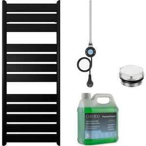 CERANO - Kúpeľňový elektrický radiátorový set Arturo - WIFI - 600W - čierna matná - 1200x500 mm CER-978826 vyobraziť